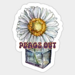 Peace White Daisy Watercolor Sticker